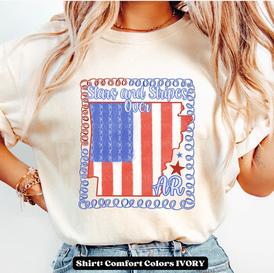 Patriotic State Shirt Transfer Stars and Stripes